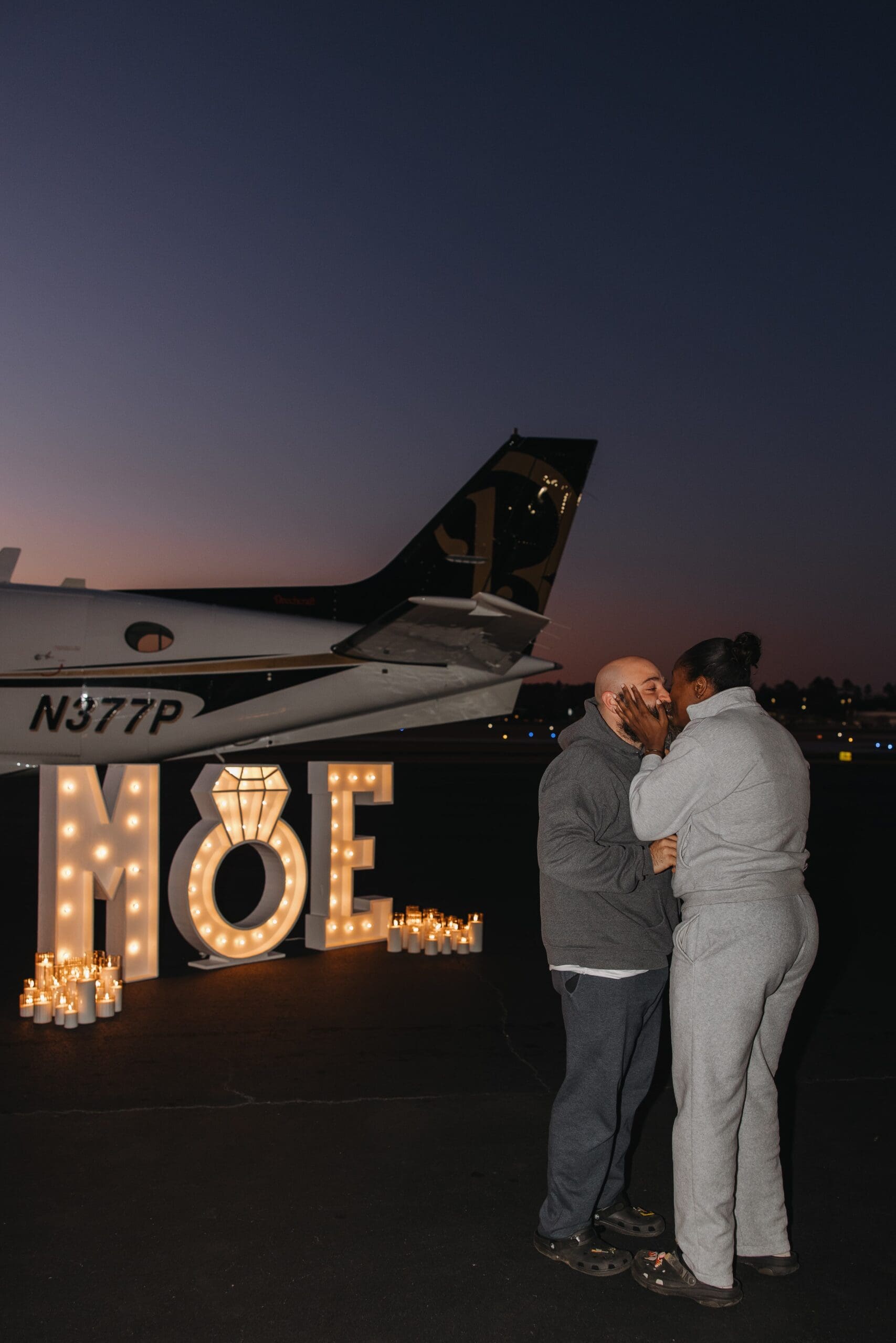 Proposal with Candle Staging at Daniel Field Airport